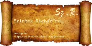 Szirbek Richárd névjegykártya