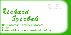 richard szirbek business card